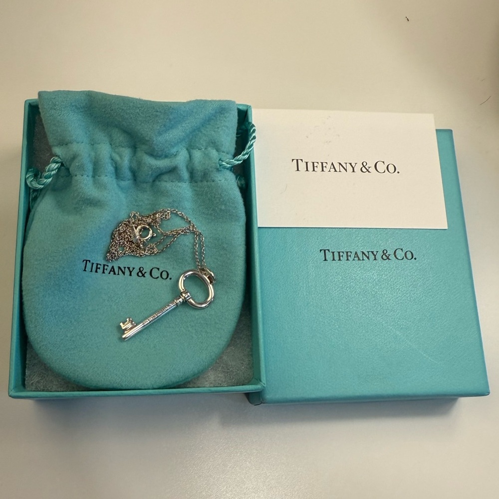 Tiffany & Co. 1.5” oval key necklace with 18” chain, sterling silver, NWT